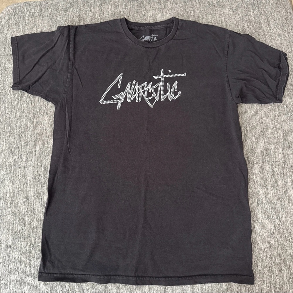 Gnarcotic Black Rhinestone Bling Logo T-shirt